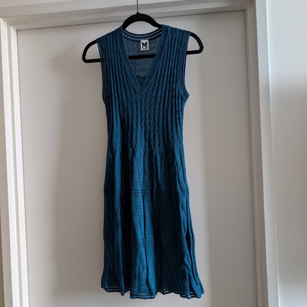 Missoni teal sleeveless knit dress